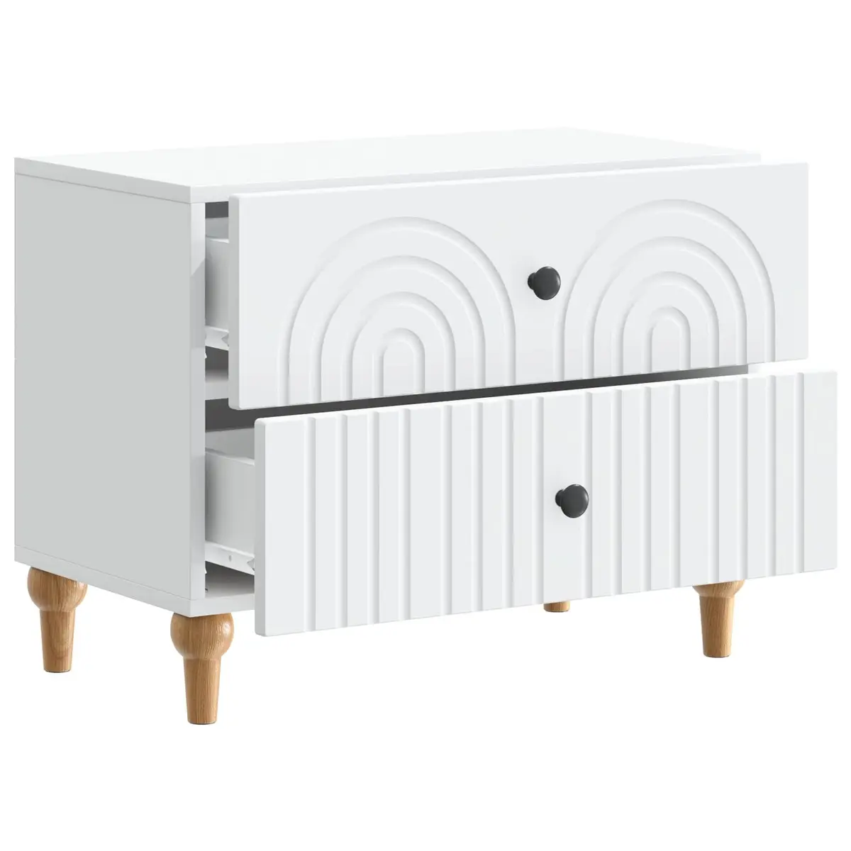 Bedside Cabinet White 62 x 34.5 x 48 cm Modern Engineered Wood Storage Table Drawers