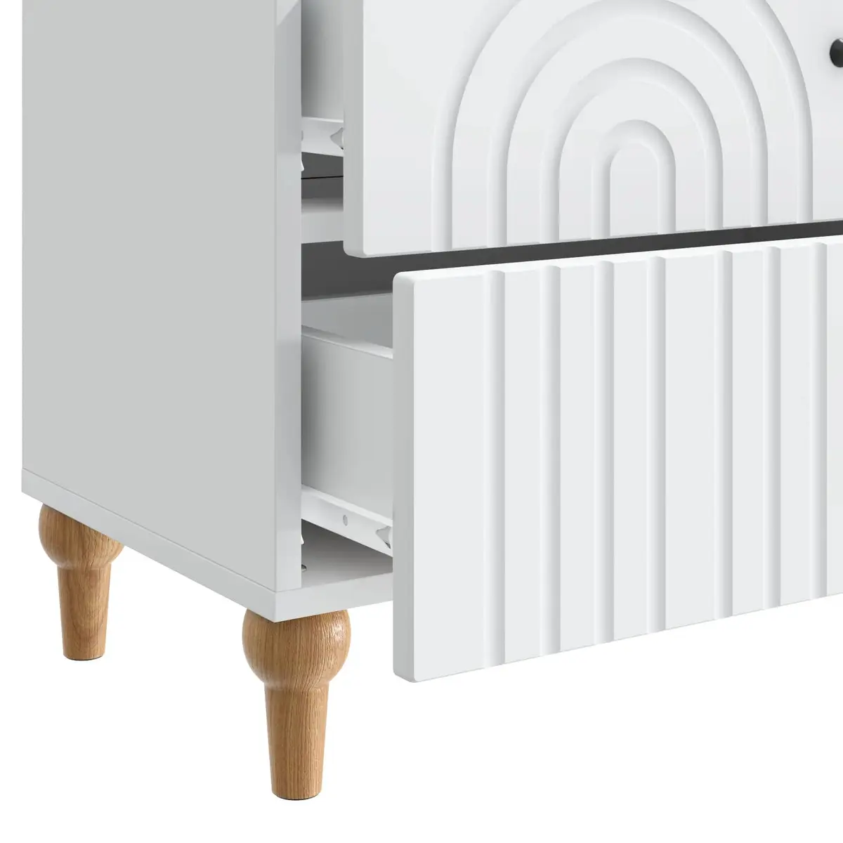 Bedside Cabinet White 62 x 34.5 x 48 cm Modern Engineered Wood Storage Table Drawers