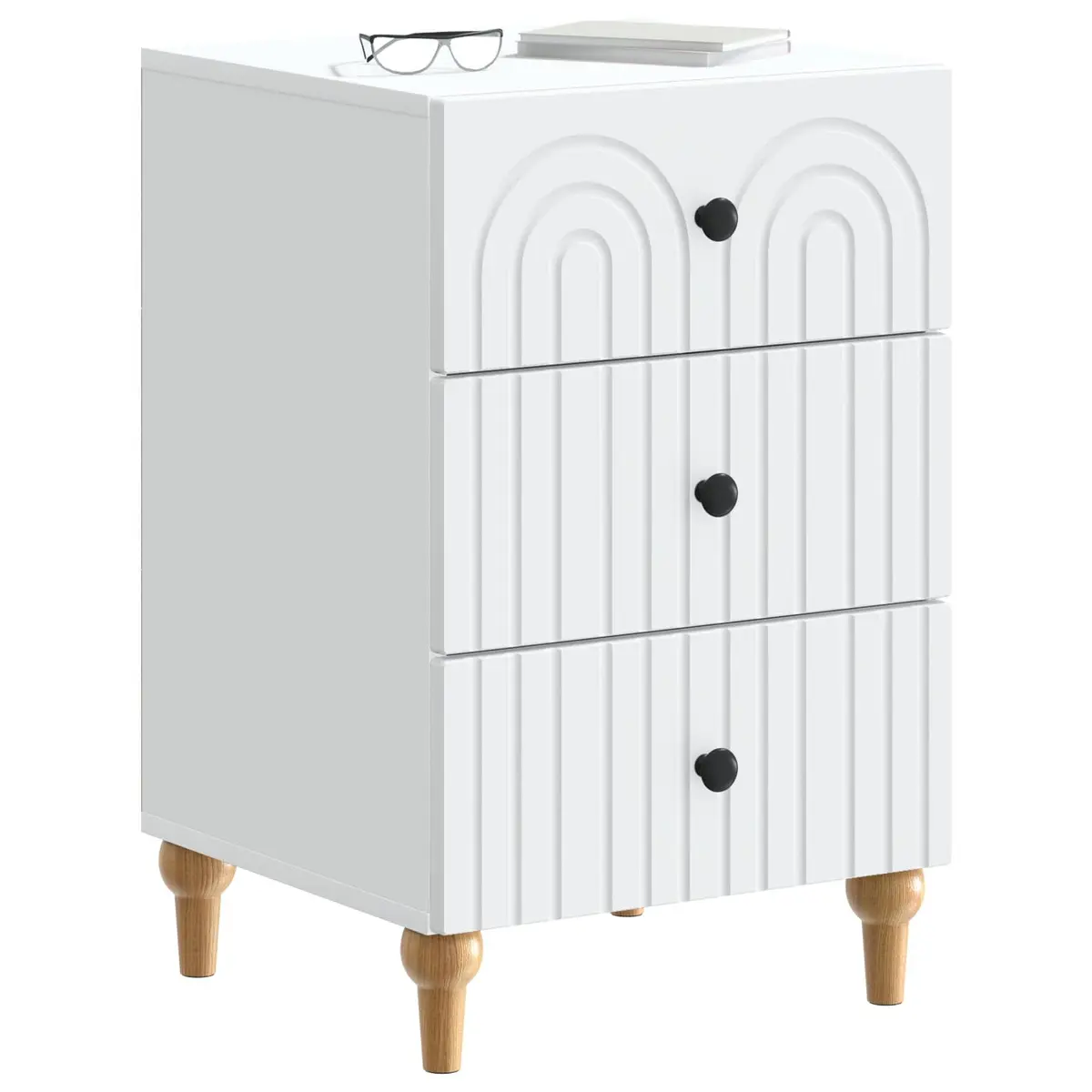 Bedside Cabinet White Engineered Wood Nightstand Compact Storage Table