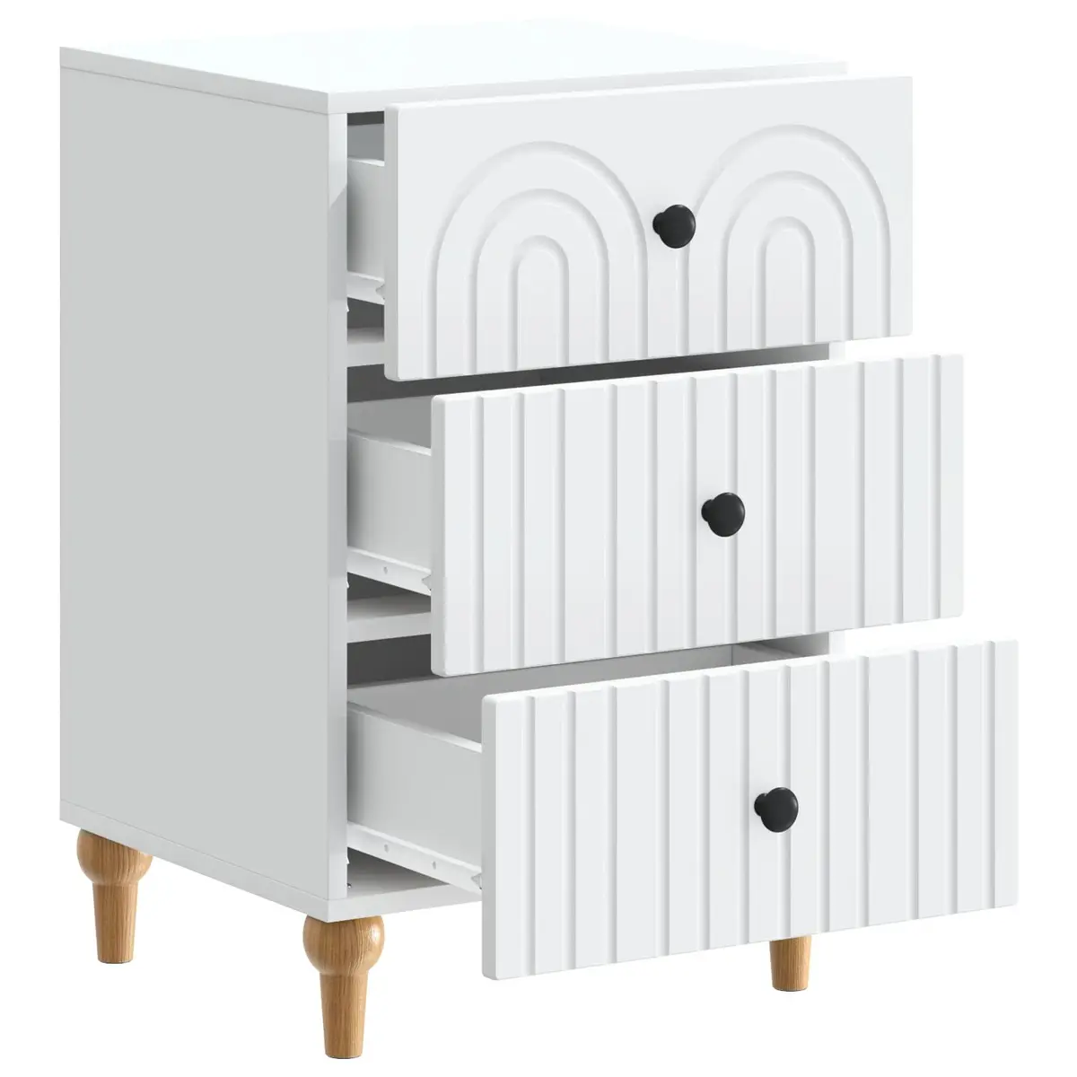 Bedside Cabinet White Engineered Wood Nightstand Compact Storage Table
