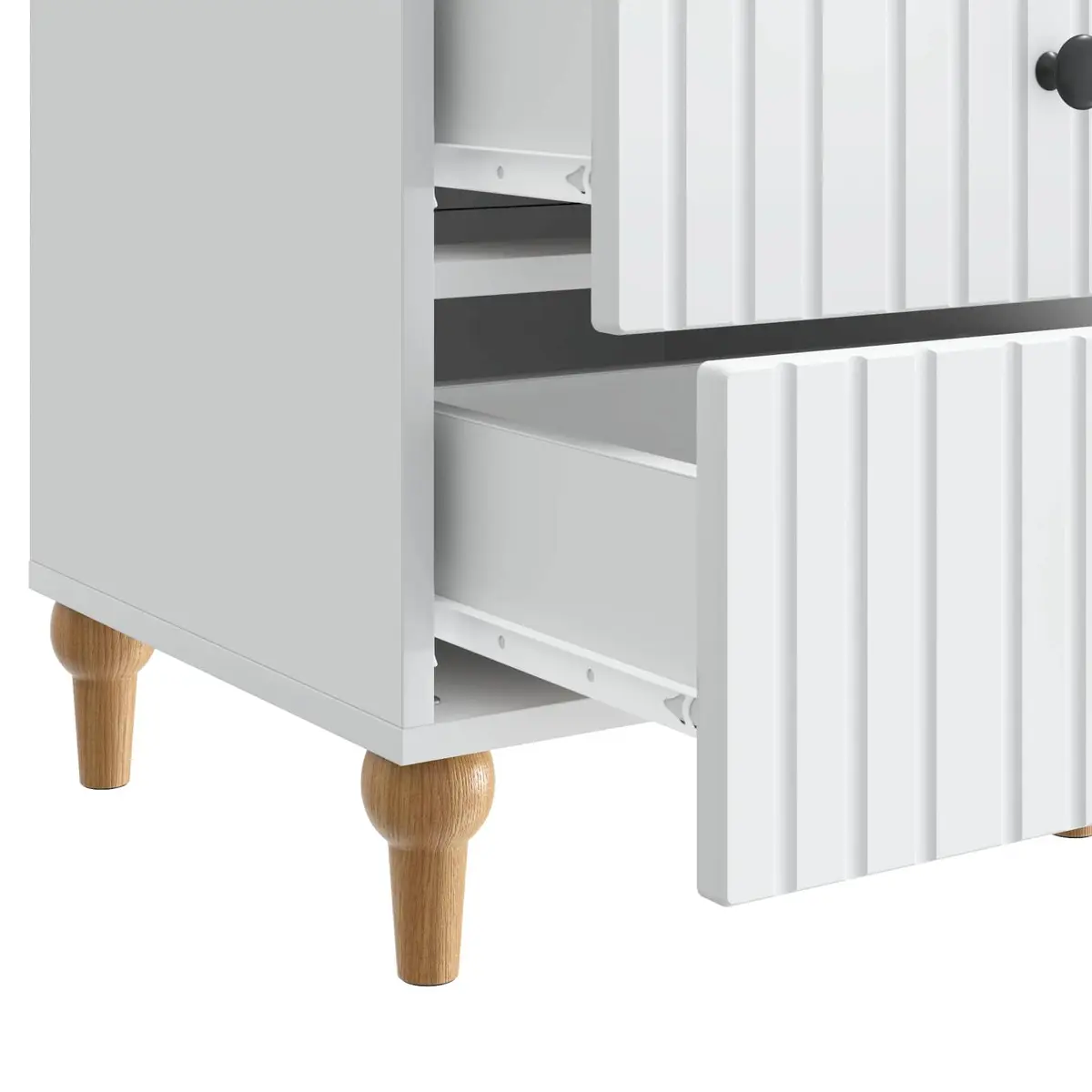 Bedside Cabinet White Engineered Wood Nightstand Compact Storage Table