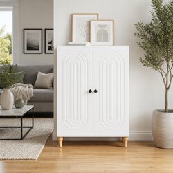 White Sideboard Modern Storage Cabinet for Living Spaces