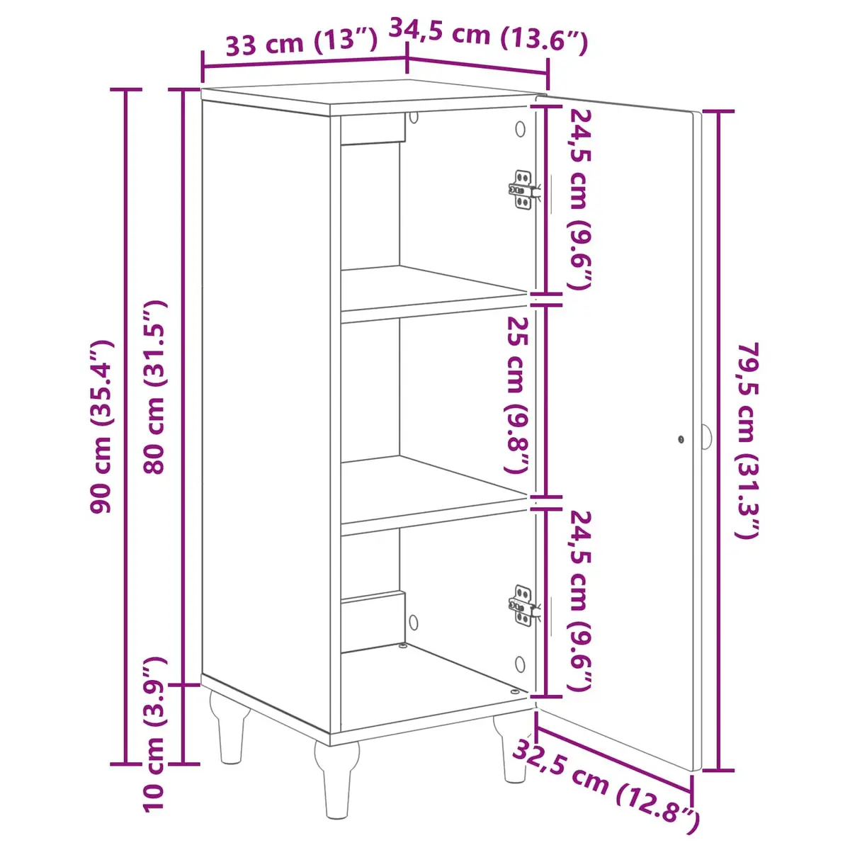 White Sideboard Storage Cabinet Modern Dining Room Buffet Furniture Engineered