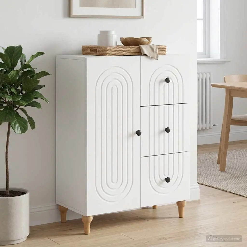 Sideboard Storage Cabinet White Modern 66 x 34.5 x 90 cm Engineered Wood