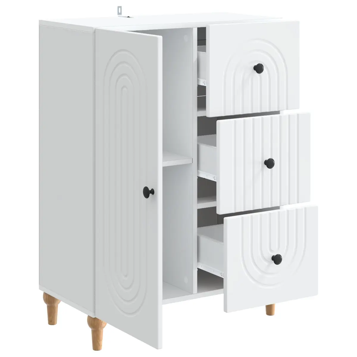 Sideboard Storage Cabinet White Modern 66 x 34.5 x 90 cm Engineered Wood