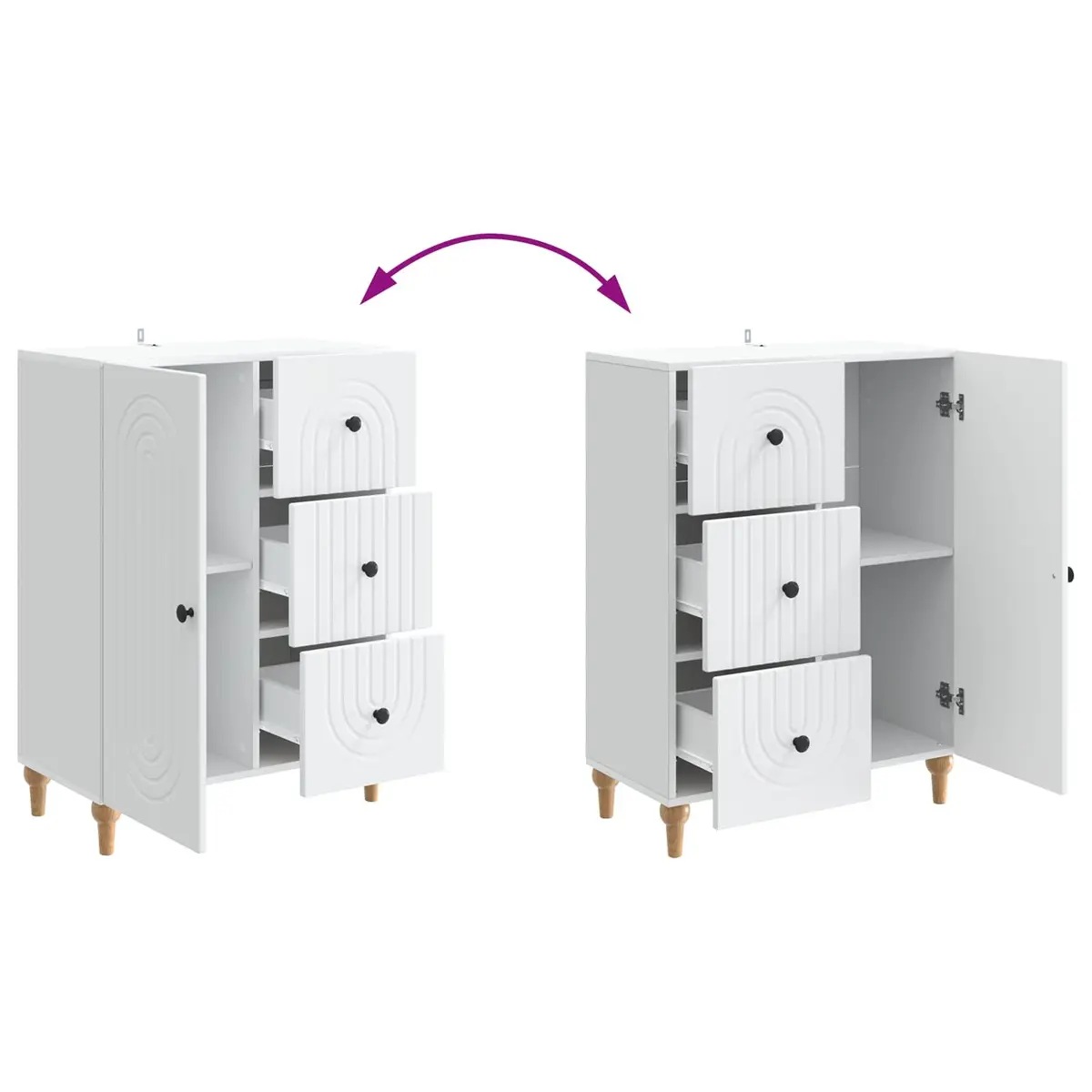 Sideboard Storage Cabinet White Modern 66 x 34.5 x 90 cm Engineered Wood