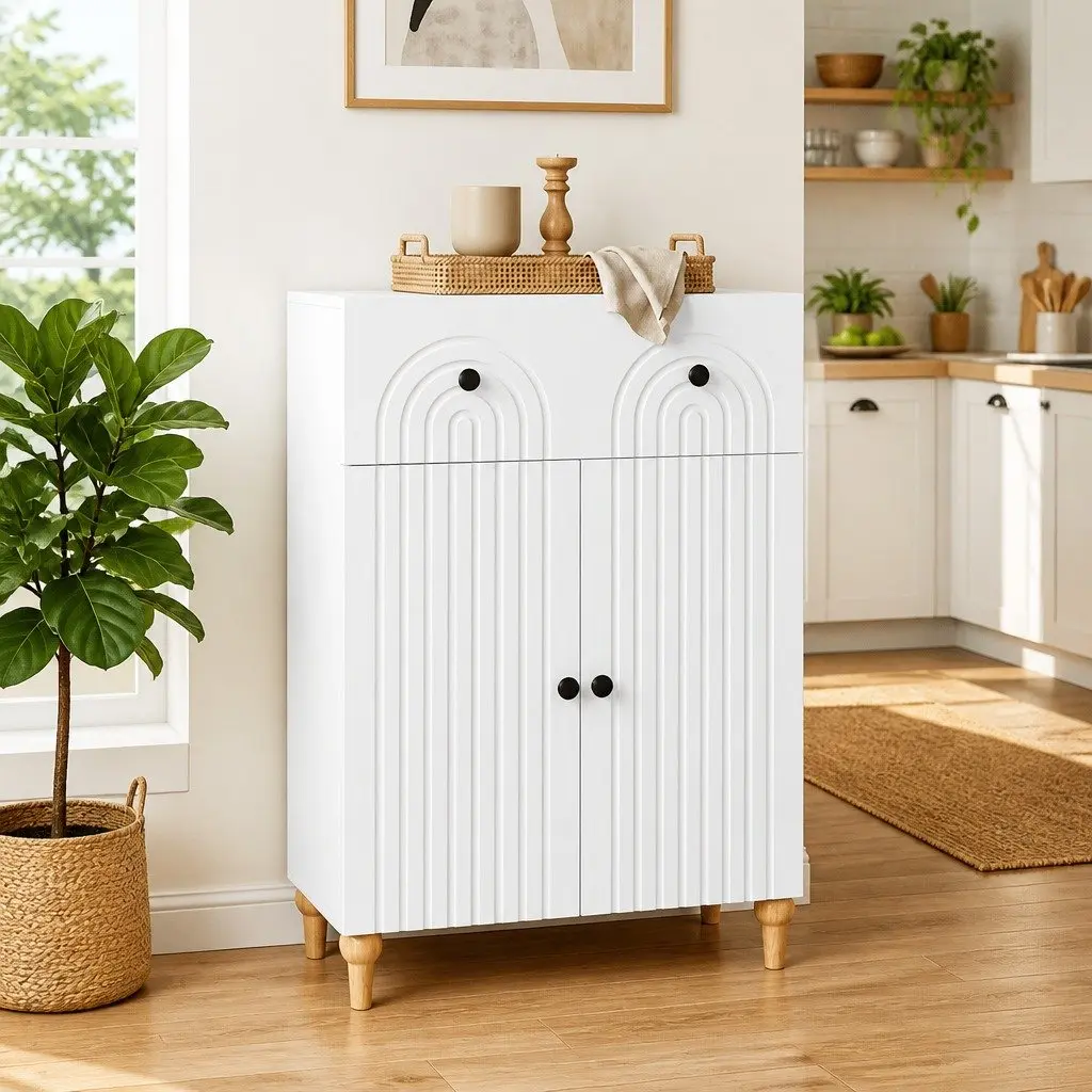 White Sideboard Cabinet for Storage 66x34.5x90cm