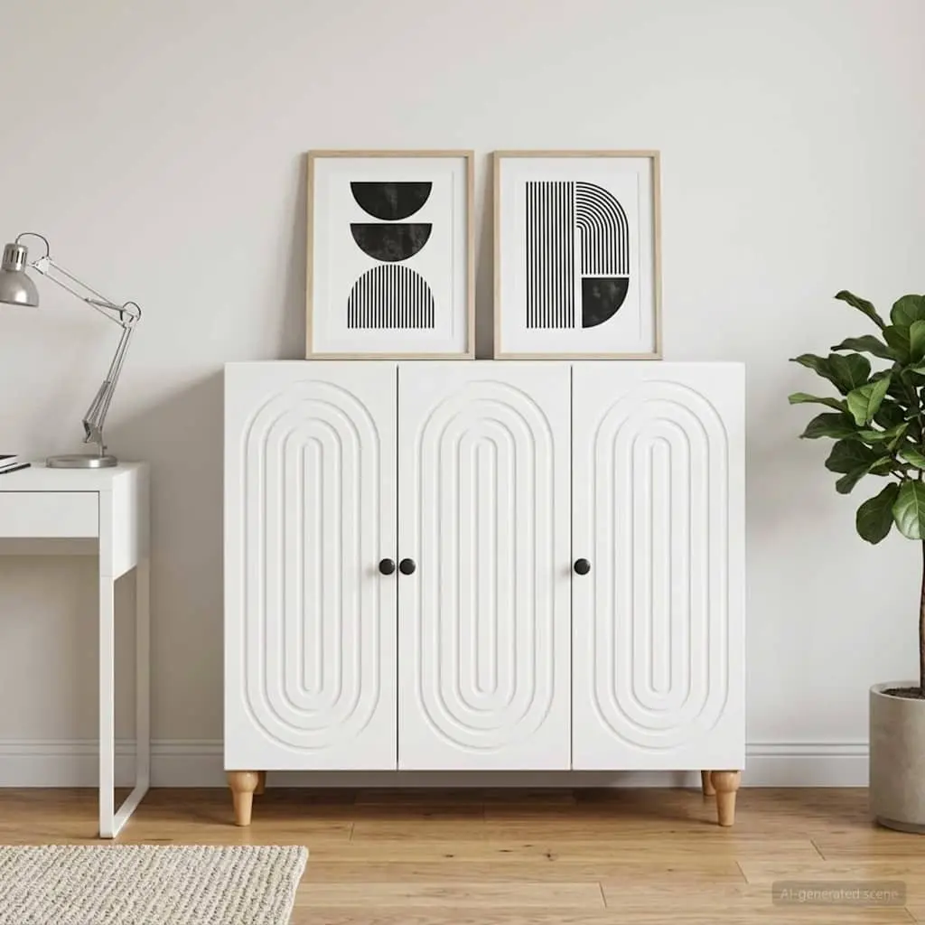 Sideboard Cabinet Modern White Engineered Wood 89x34.5x80cm