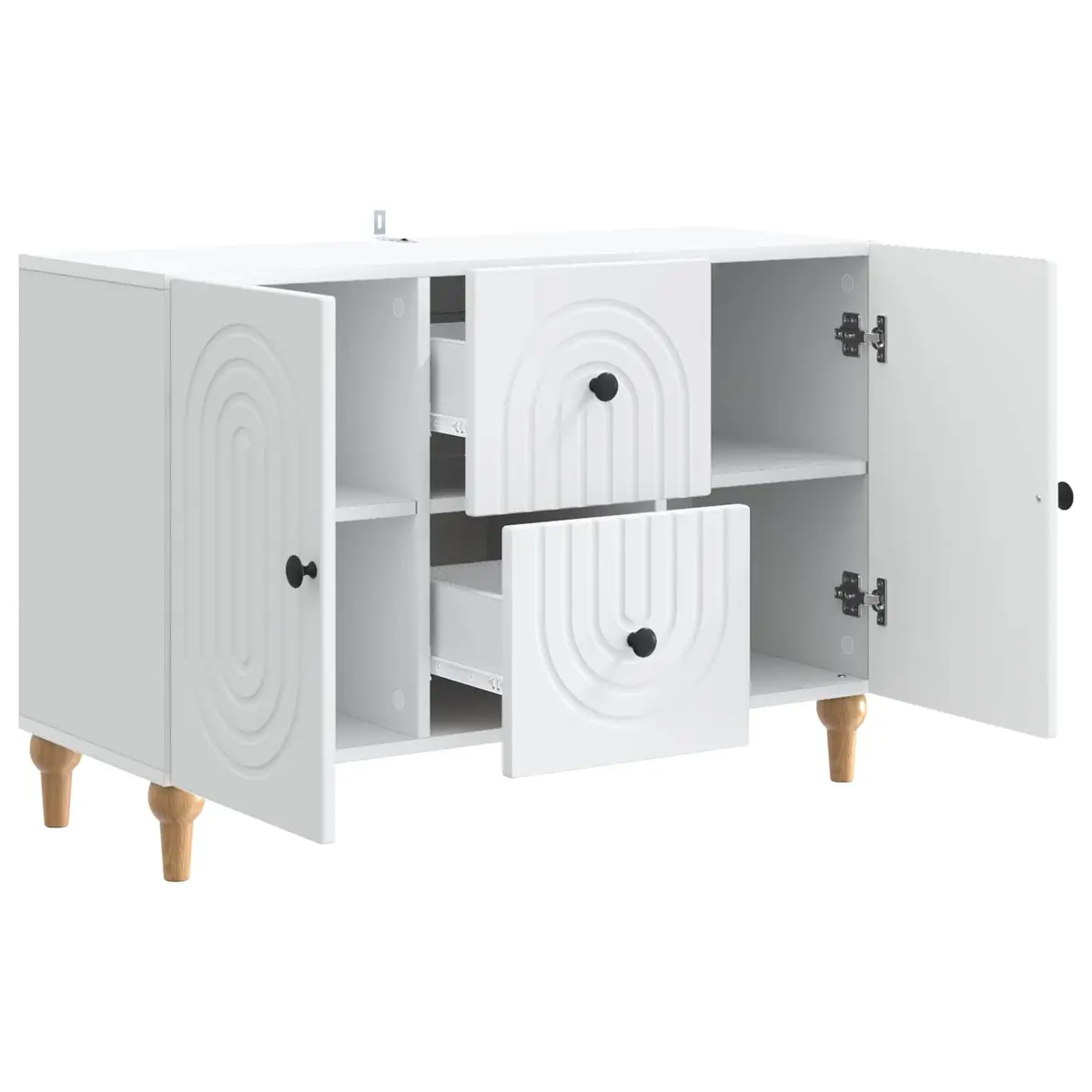 TV Cabinet White Modern Storage Unit with Drawer Engineered Wood Living Room