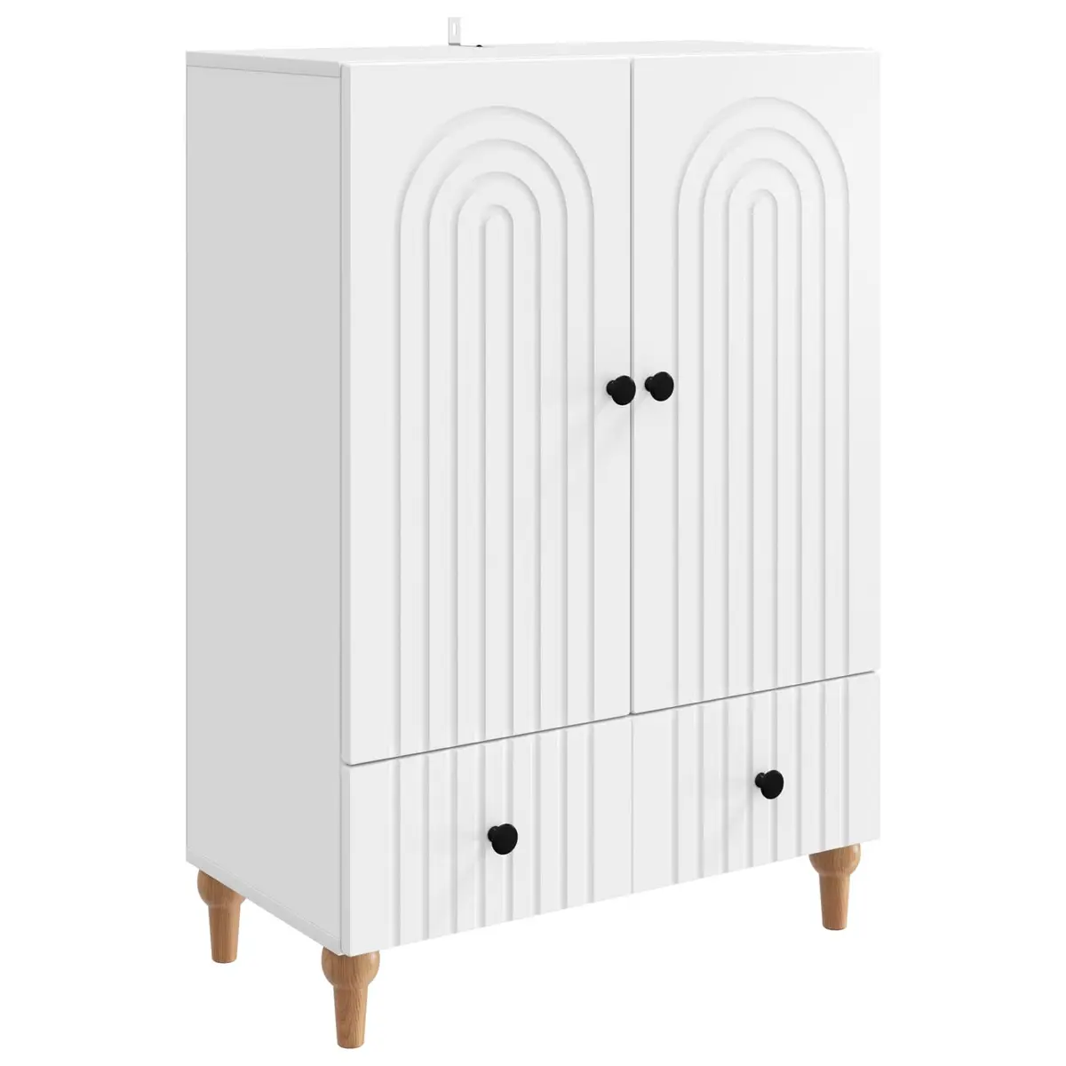 White Sideboard Modern Storage Cabinet Engineered Wood Living Room Furniture