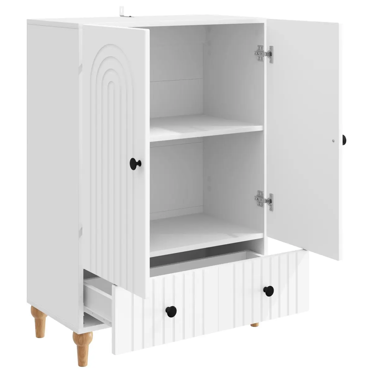 White Sideboard Modern Storage Cabinet Engineered Wood Living Room Furniture