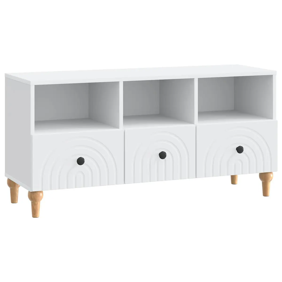 Engineered Wood TV Cabinet Modern White Storage Unit 102cm Living Room Furniture