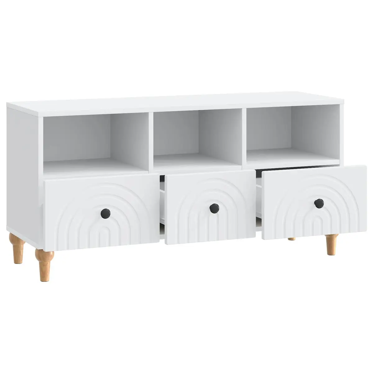 Engineered Wood TV Cabinet Modern White Storage Unit 102cm Living Room Furniture