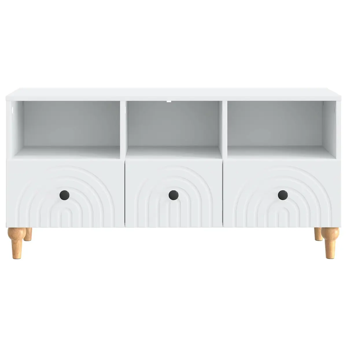 Engineered Wood TV Cabinet Modern White Storage Unit 102cm Living Room Furniture