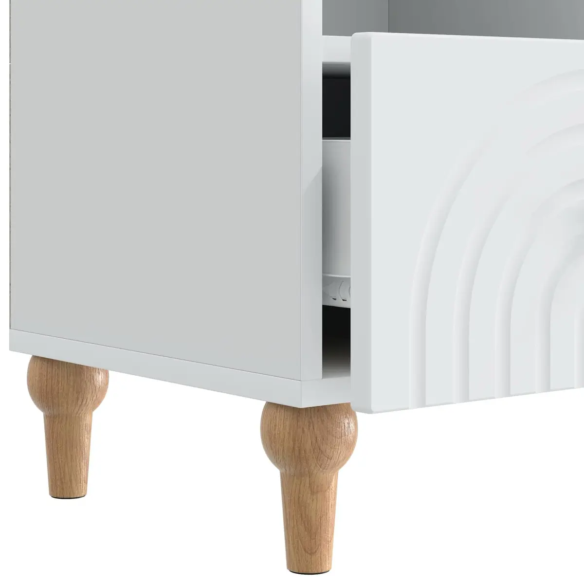 Engineered Wood TV Cabinet Modern White Storage Unit 102cm Living Room Furniture