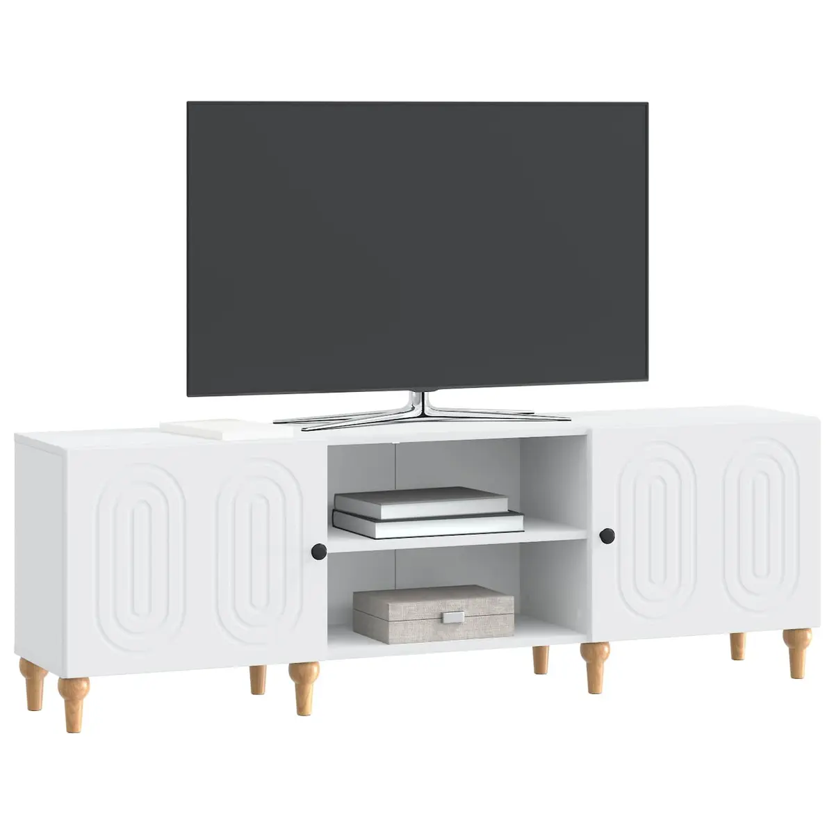 TV Cabinet White Modern Storage Unit 150 x 31 x 50 cm Engineered Wood