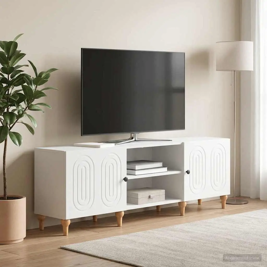 TV Cabinet White Modern Storage Unit 150 x 31 x 50 cm Engineered Wood
