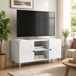 Modern White TV Cabinet 102x34.5x50cm for Living Room