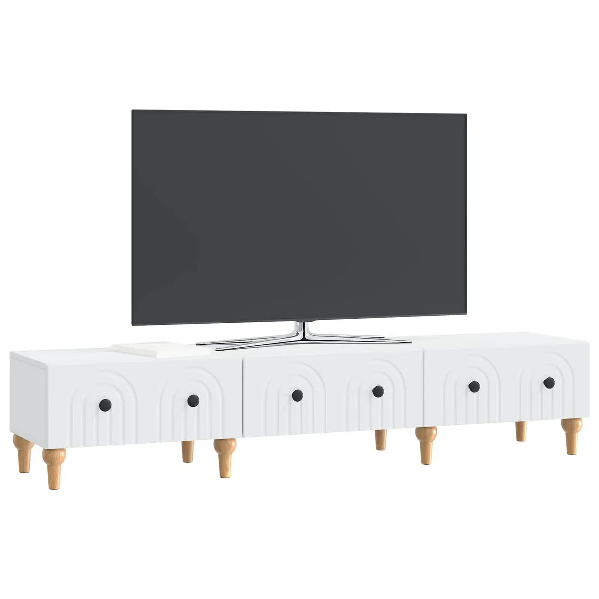 White Modern TV Cabinet with Drawer for Living Spaces