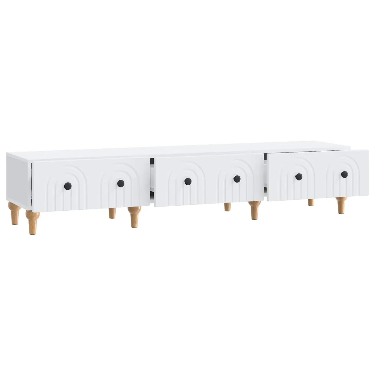 White Modern TV Cabinet with Drawer for Living Spaces