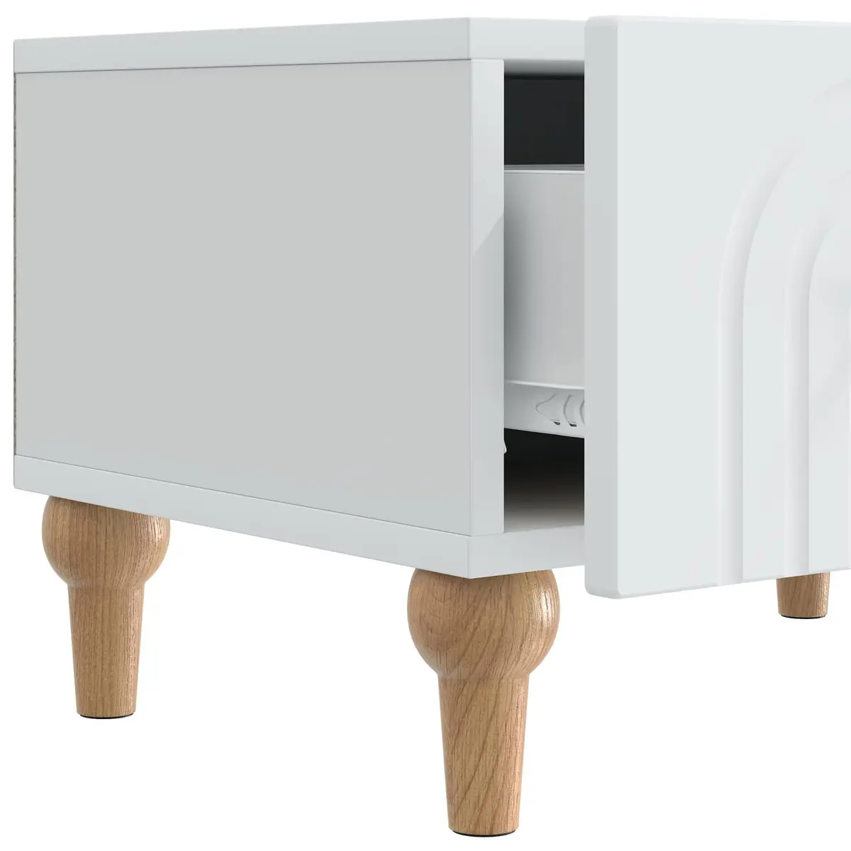 White Modern TV Cabinet with Drawer for Living Spaces