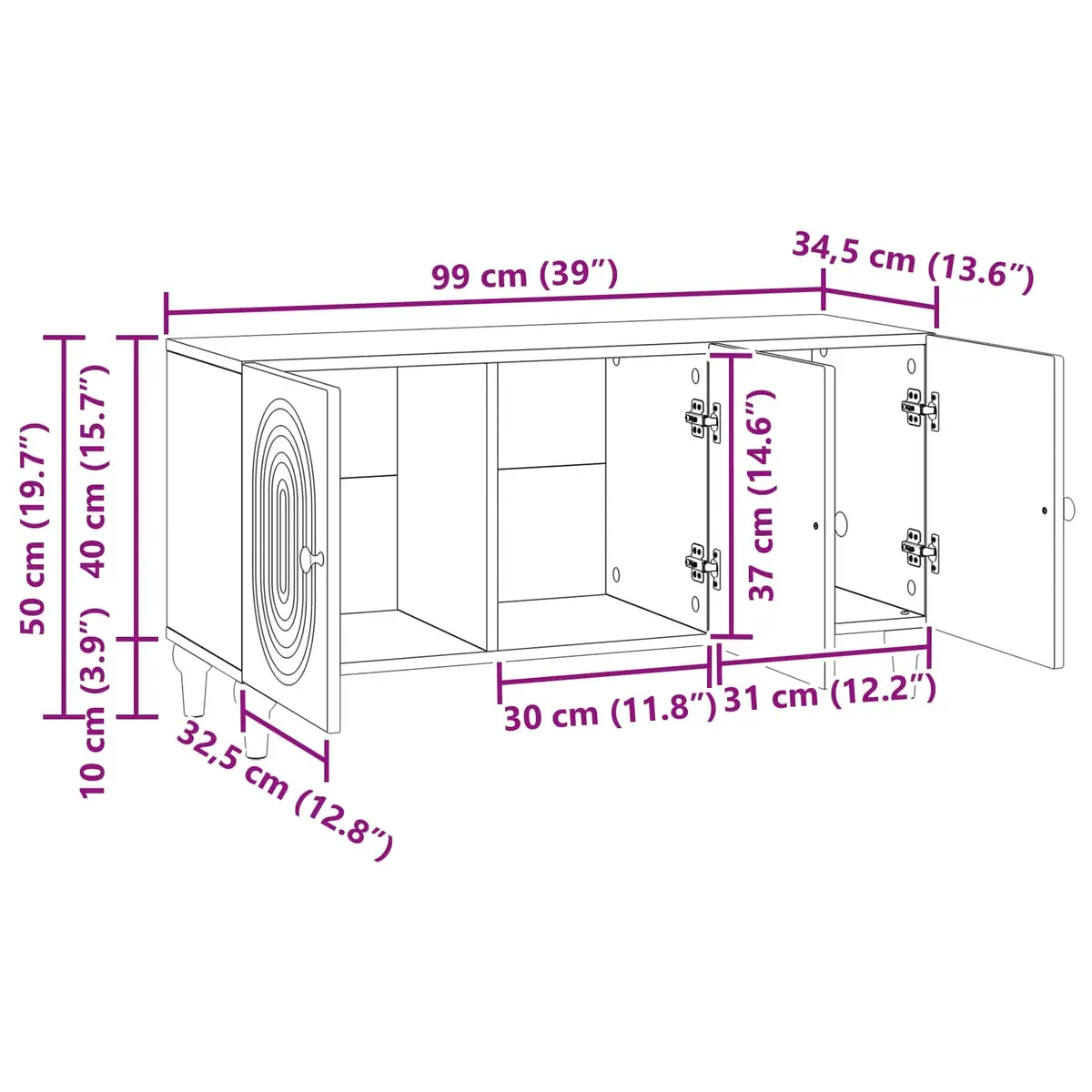 White TV Cabinet for Living Room Storage