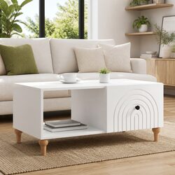 White Coffee Table with Storage 90 x 50 x 40 cm