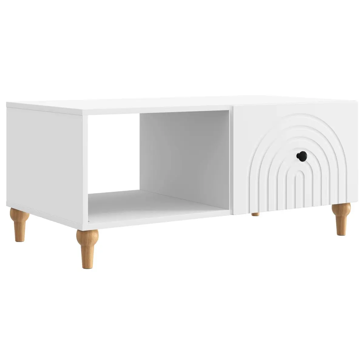 Coffee Table White 90 x 50 x 40 cm Modern Living Room Accent Table with Storage Shelves
