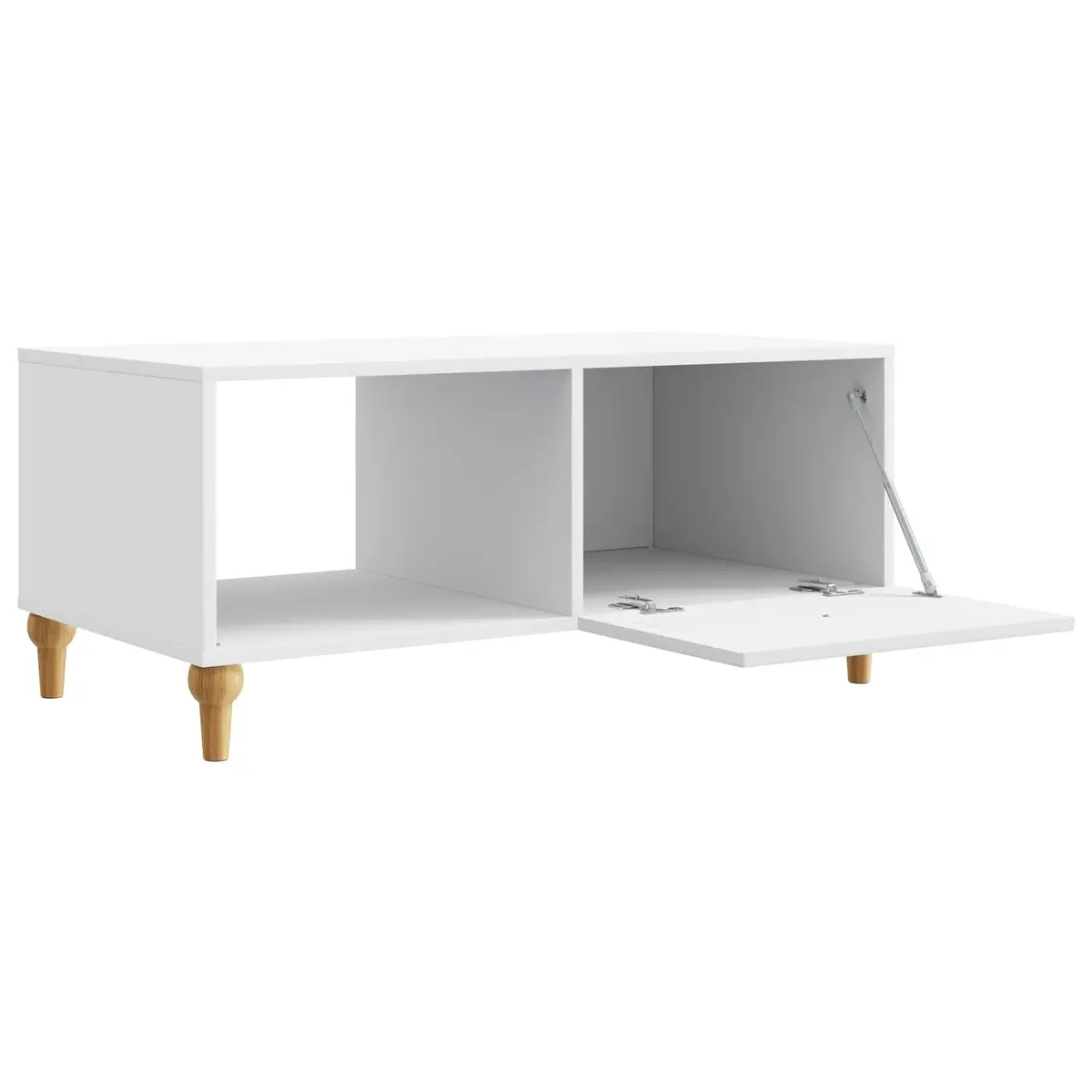 Coffee Table White 90 x 50 x 40 cm Modern Living Room Accent Table with Storage Shelves