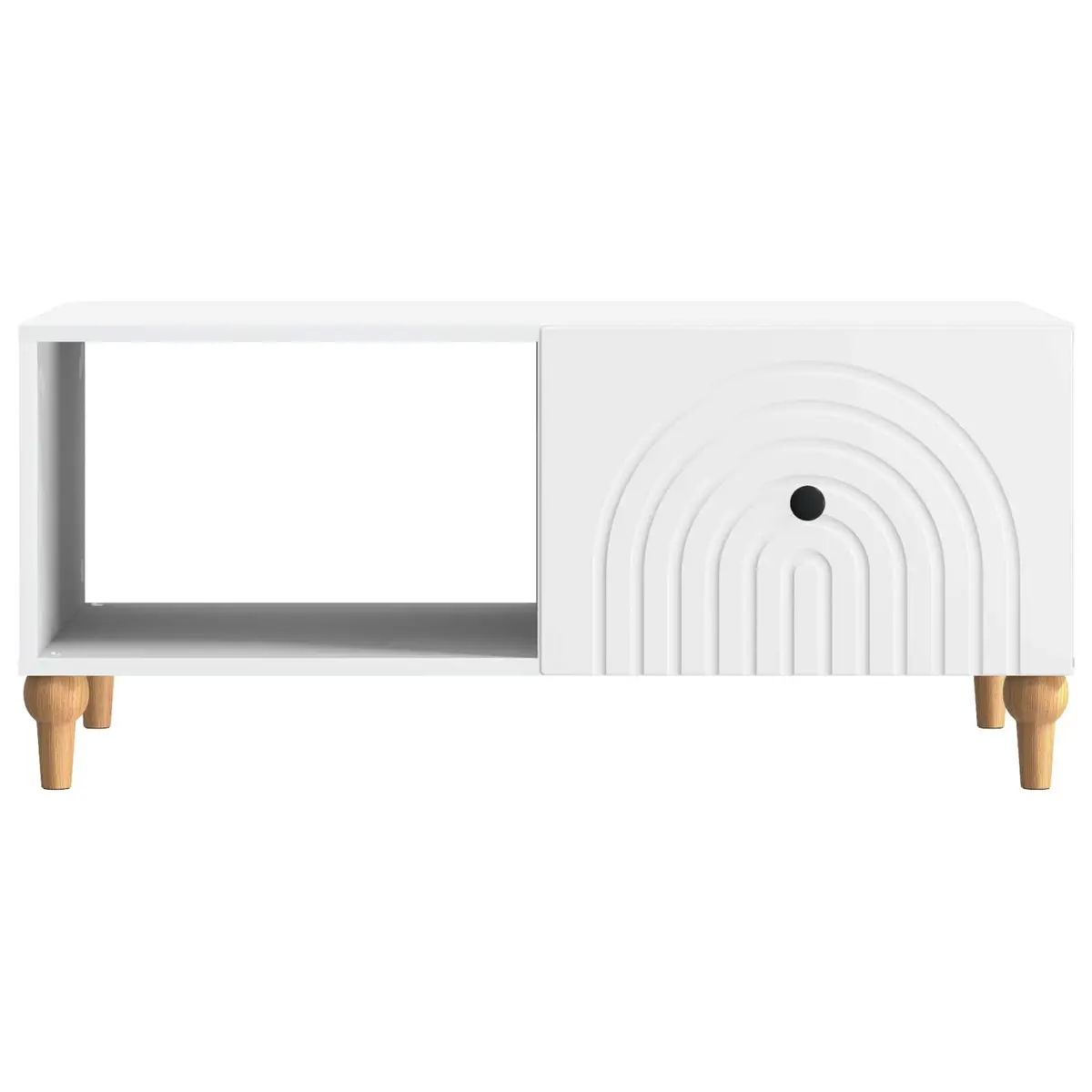 Coffee Table White 90 x 50 x 40 cm Modern Living Room Accent Table with Storage Shelves