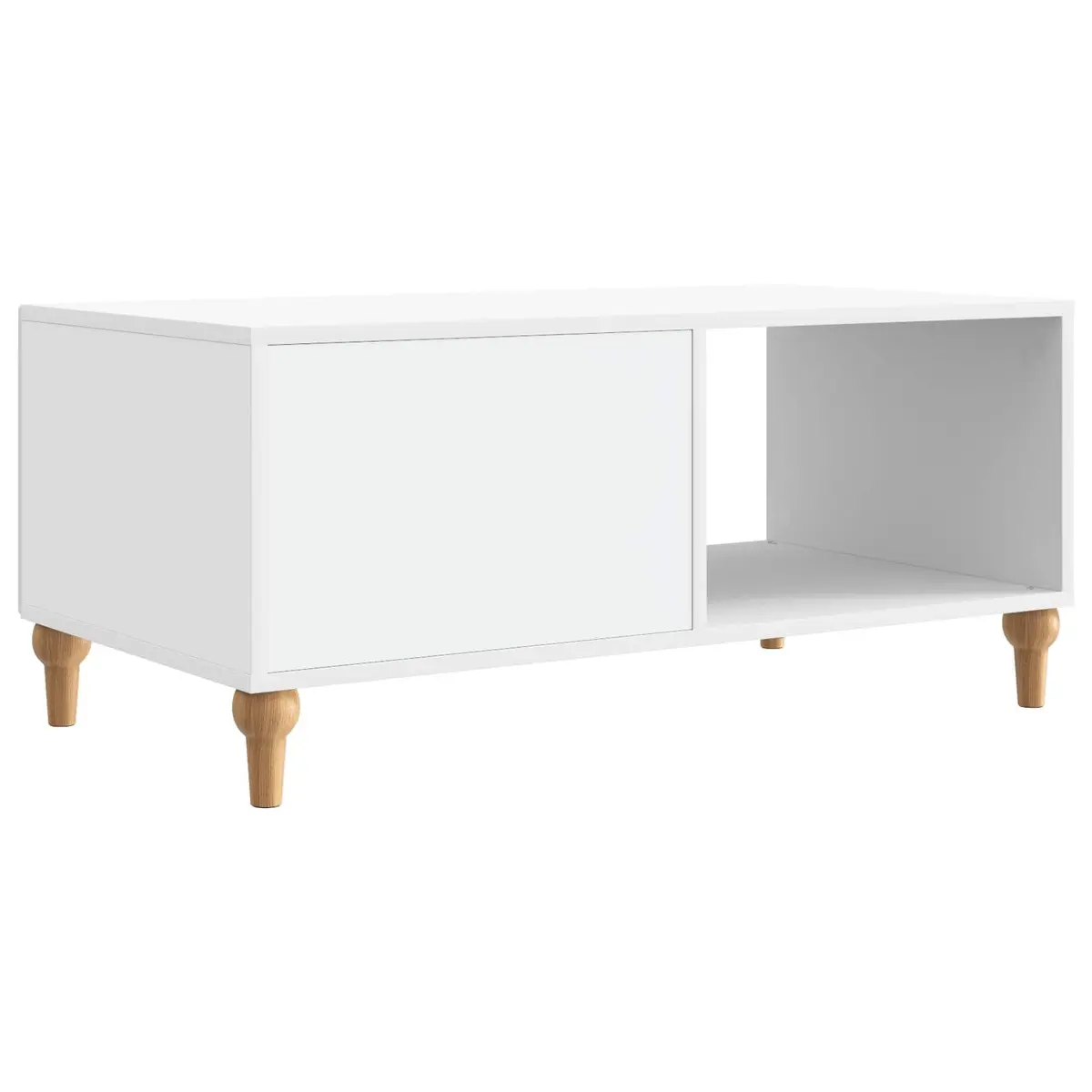 Coffee Table White 90 x 50 x 40 cm Modern Living Room Accent Table with Storage Shelves