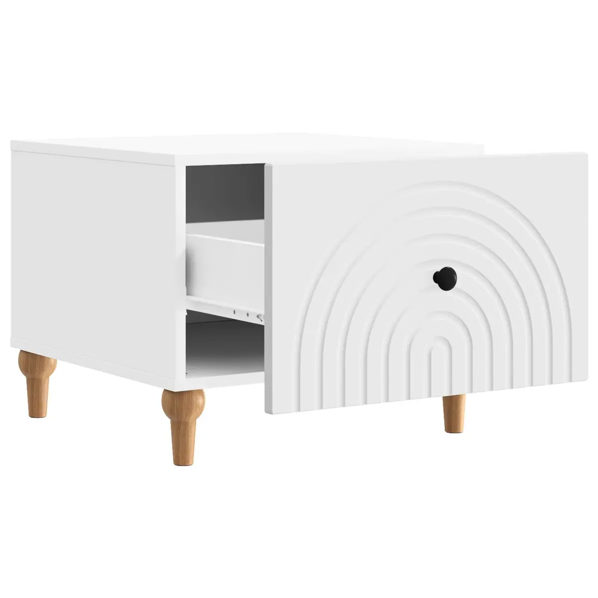 Coffee Table White Rectangular Engineered Wood with Drawer