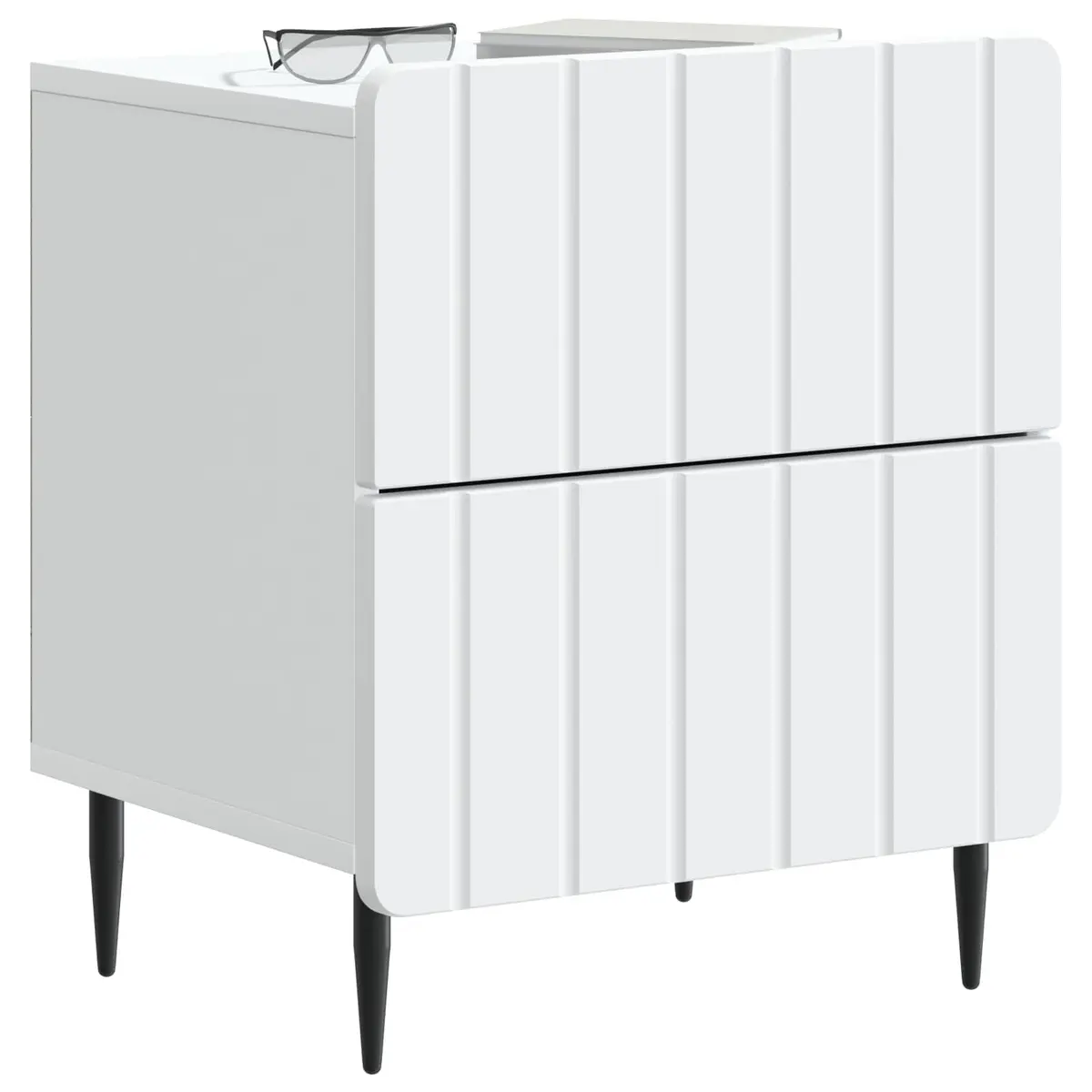 Bedside Cabinet White 43 x 34.5 x 49.5 cm Modern Bedroom Nightstand Storage