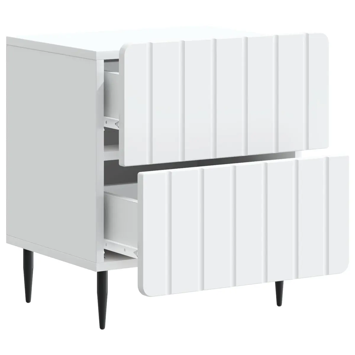 Bedside Cabinet White 43 x 34.5 x 49.5 cm Modern Bedroom Nightstand Storage