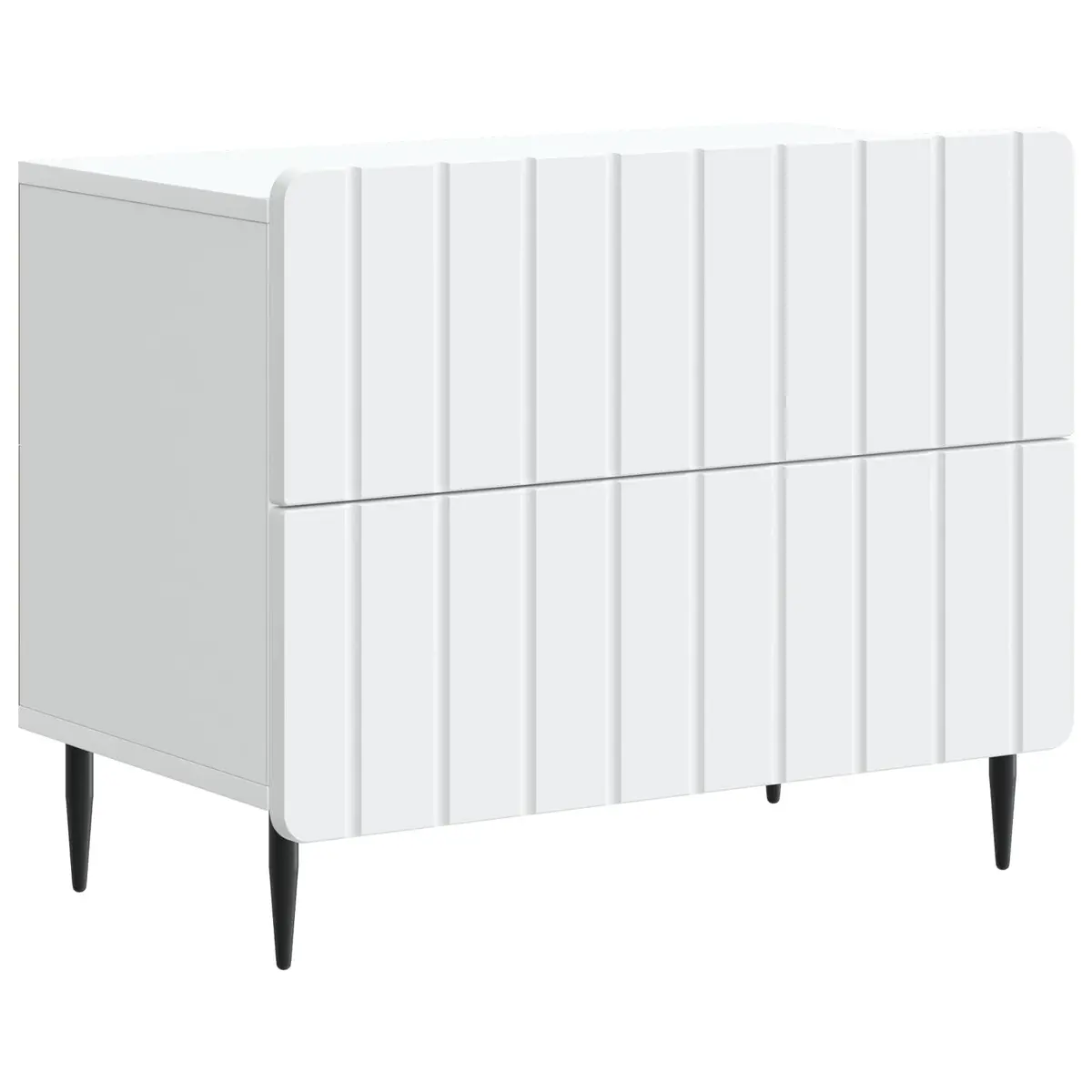 Bedside Cabinet White Striped Pattern 62 x 34.5 x 49.5 cm Engineered Wood with Iron Legs