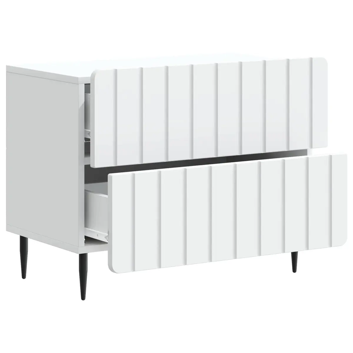 Bedside Cabinet White Striped Pattern 62 x 34.5 x 49.5 cm Engineered Wood with Iron Legs