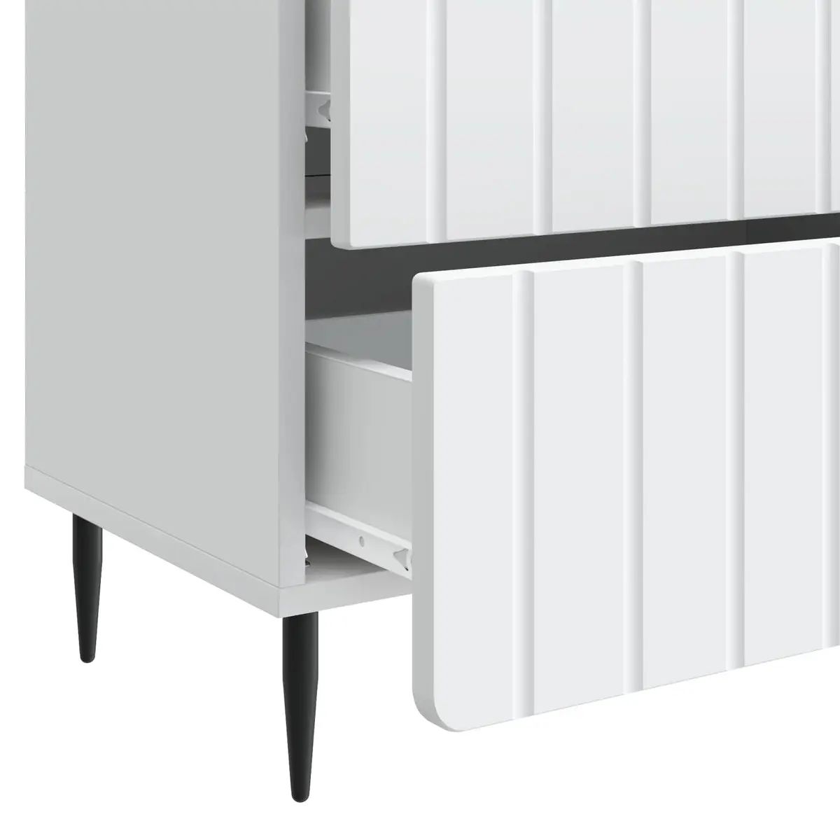 Bedside Cabinet White Striped Pattern 62 x 34.5 x 49.5 cm Engineered Wood with Iron Legs