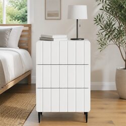 White Bedside Cabinet with Drawers for Modern Spaces