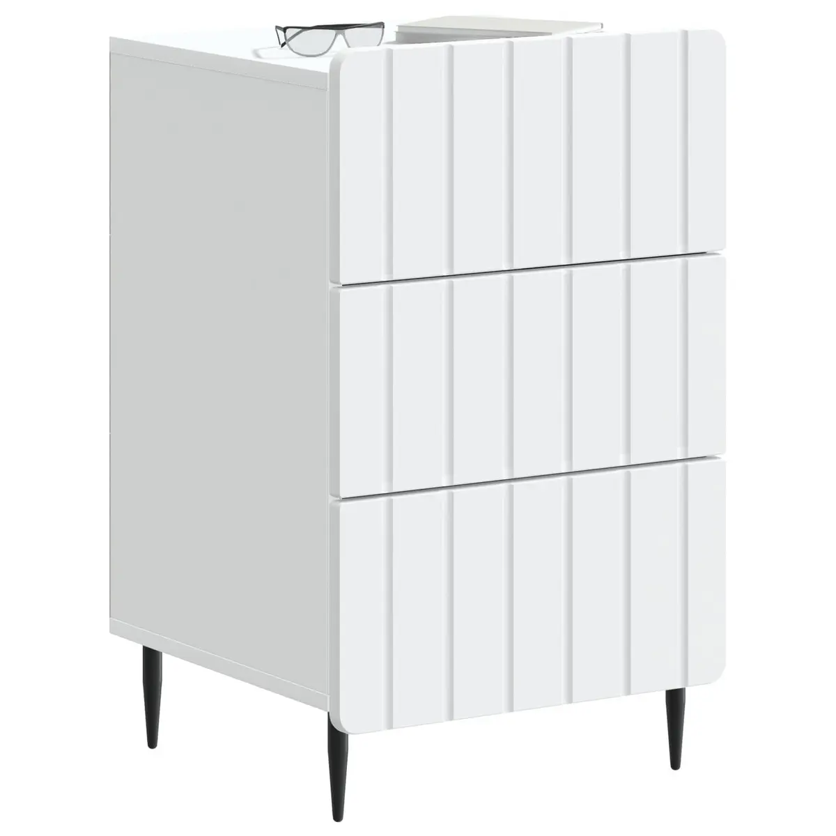 Bedside Cabinet White 43 x 41 x 68 cm Engineered Wood Drawers Storage Table