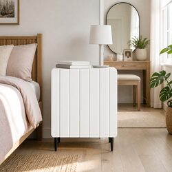 White Bedside Cabinet with Vintage Design 43 x 34.5 x 52 cm