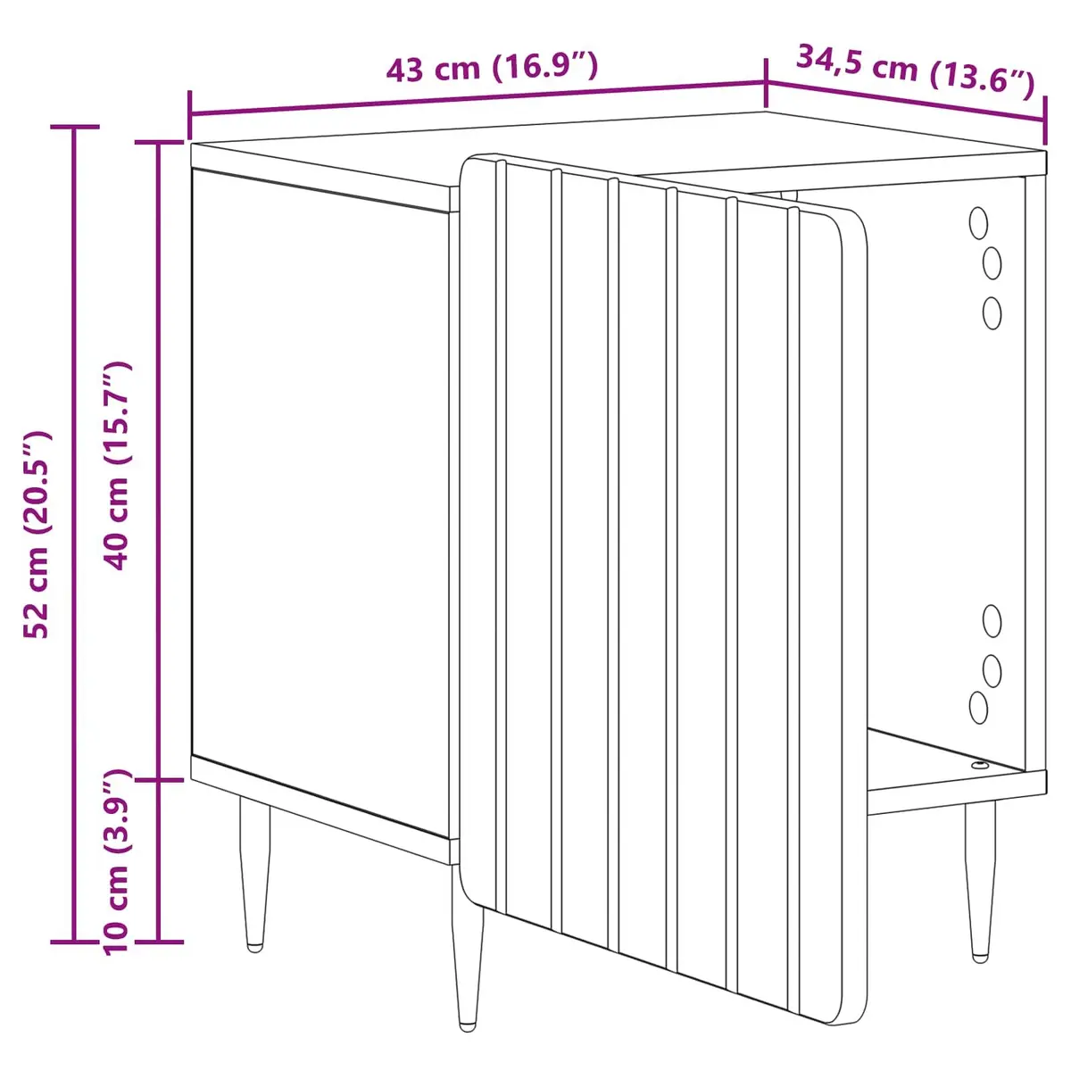 Bedside Cabinet White 43 x 34.5 x 52 cm Engineered Wood Nightstand