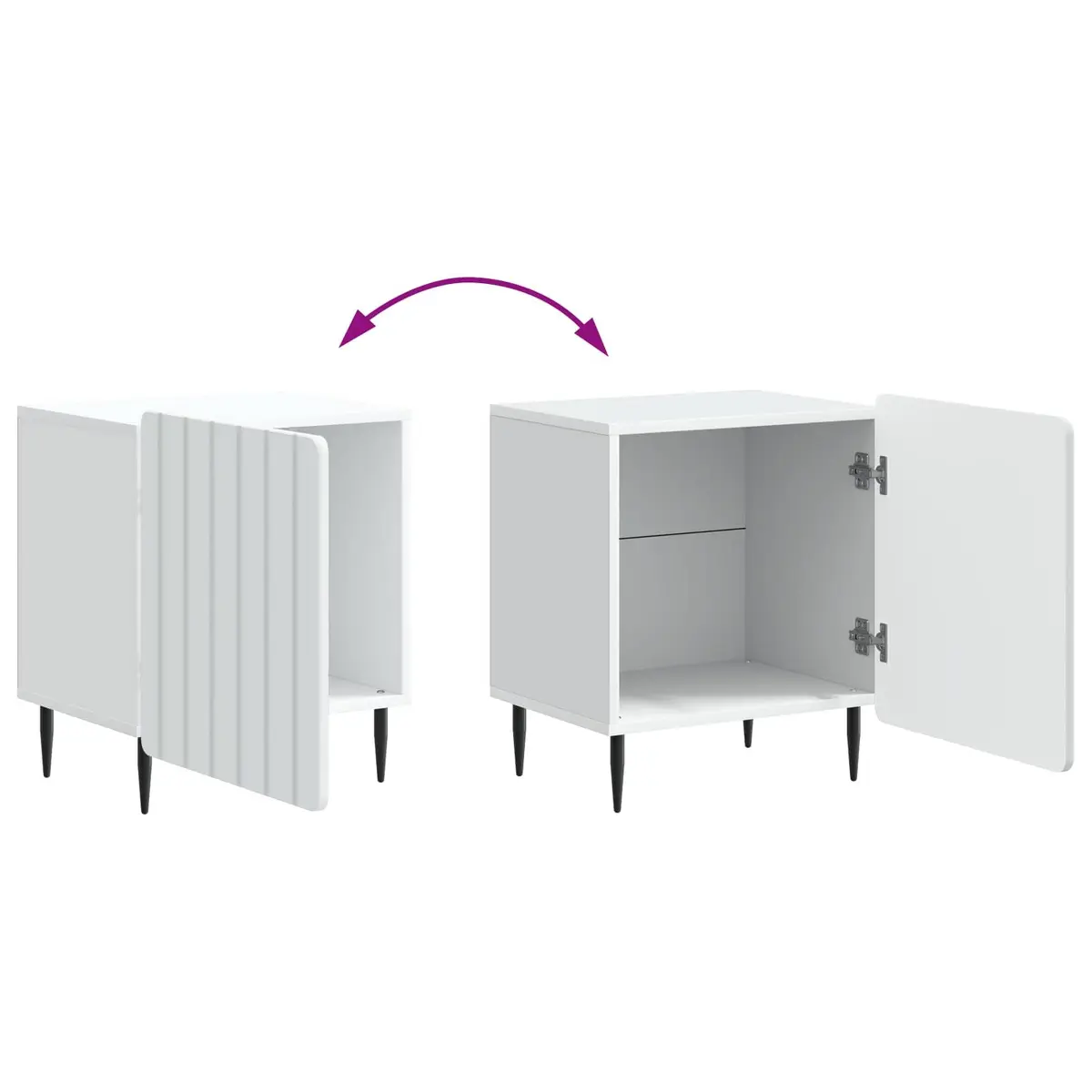 Bedside Cabinet White 43 x 34.5 x 52 cm Engineered Wood Nightstand