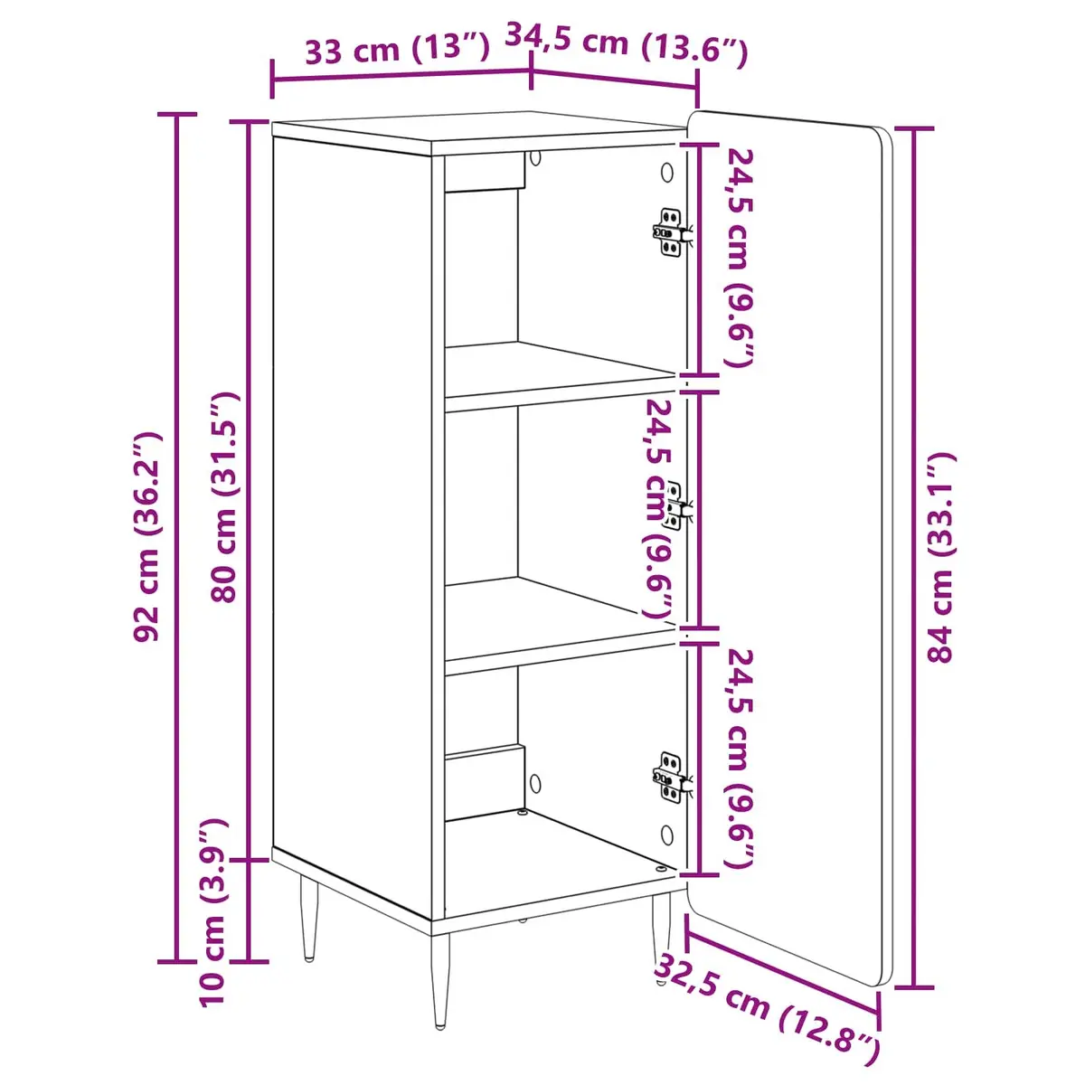 Modern Sideboard White Storage Cabinet Dining Living Room Furniture Engineered