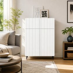 White Engineered Wood Sideboard for Modern Storage