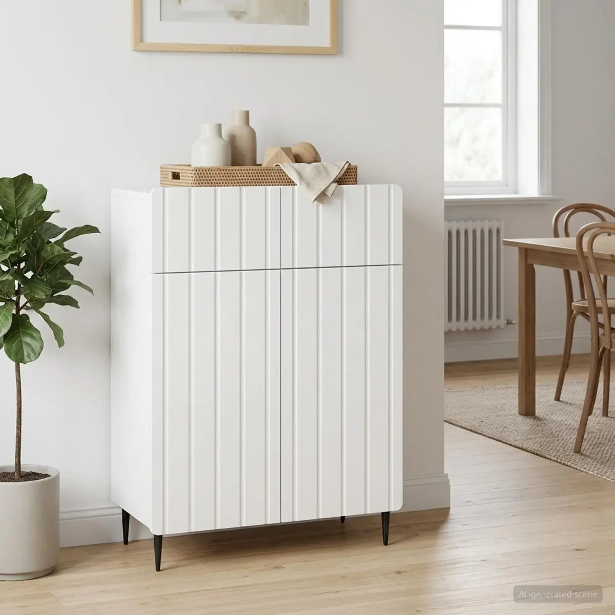 White Sideboard Modern Storage Cabinet Living Room Dining Furniture Engineered