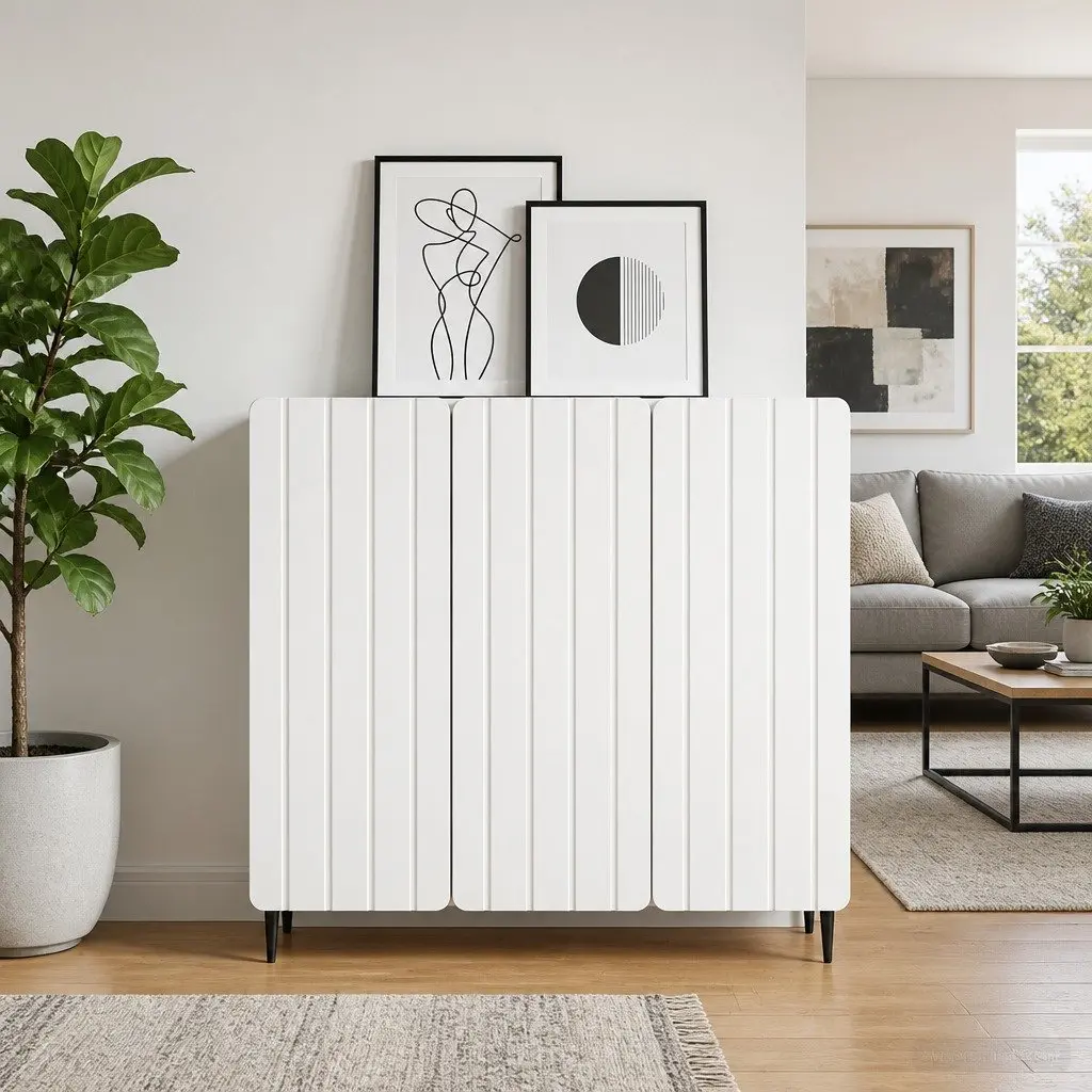 Sideboard Modern White Engineered Wood Storage Cabinet 89x34.5x82cm