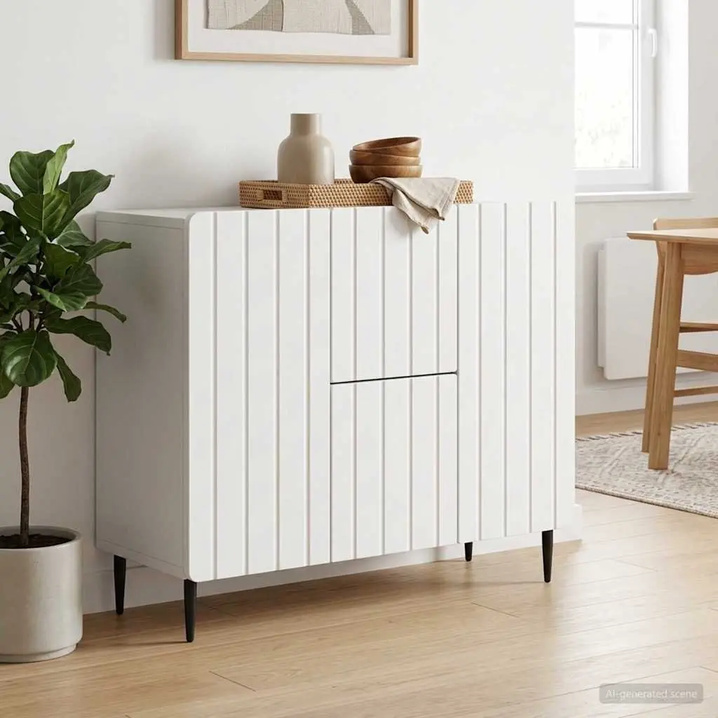 White Sideboard Storage Cabinet 89cm