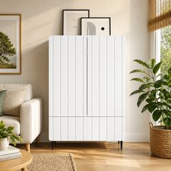 Modern White Sideboard Storage Cabinet 66x34.5x97cm