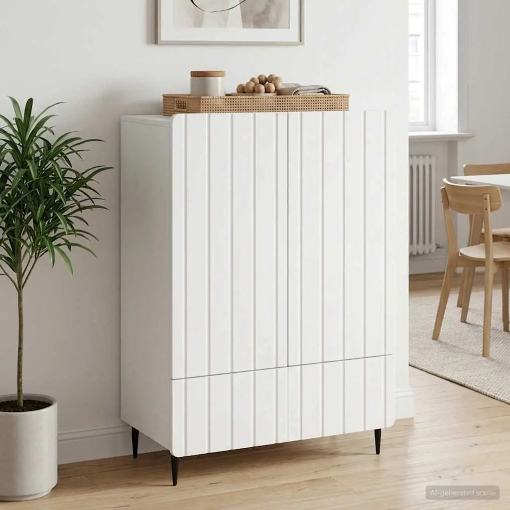 White Sideboard Storage Cabinet 66x34.5x97cm