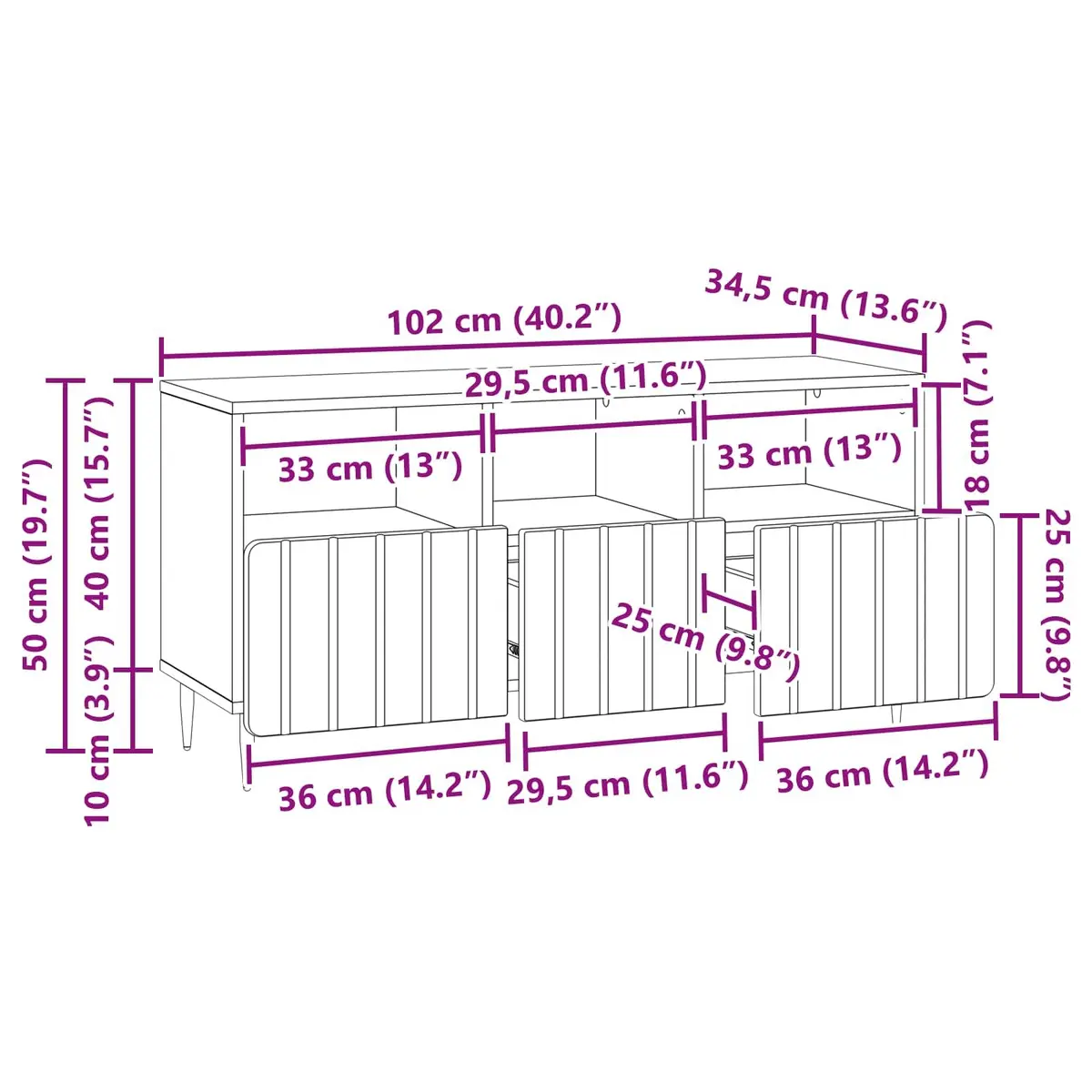 TV Cabinet White Engineered Wood Storage Unit Living Room Furniture